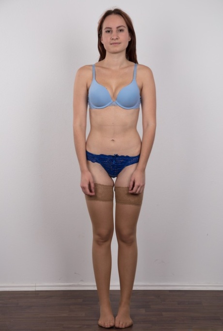 Czechoslovakian amateur Anastazie slowly gets completely naked by herself