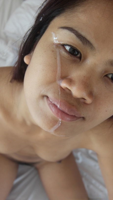 Horny Asian amateur On gets a messy POV hairy pussy fuck and cum facial